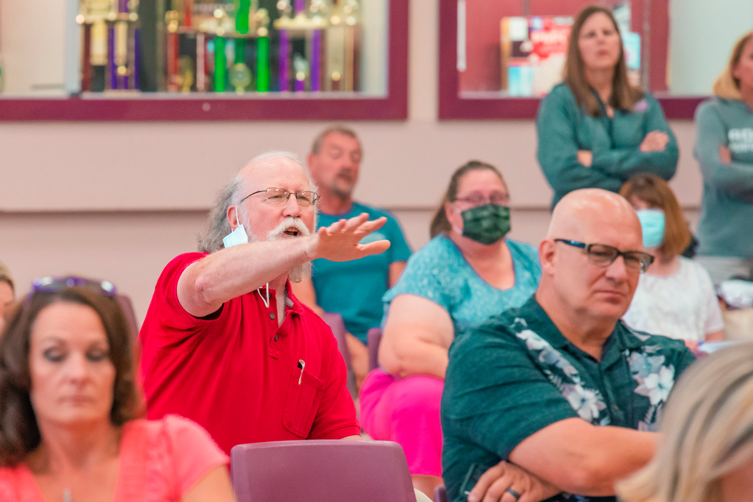 Community members speak out against Board Policy 3211 during a Chehalis School Board meeting Tuesday in Chehalis.